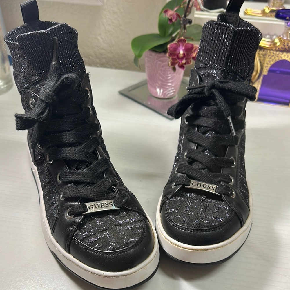 Guess Black High-Top Sneakers with Textured Design